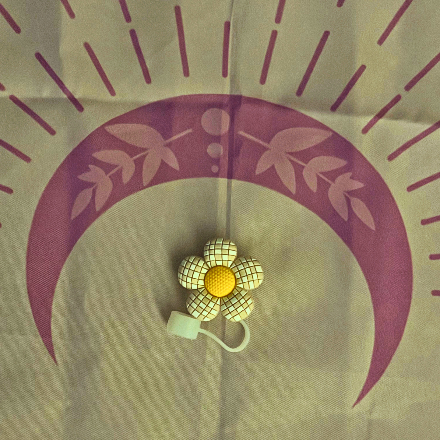 Gingham Flower Straw Toppers