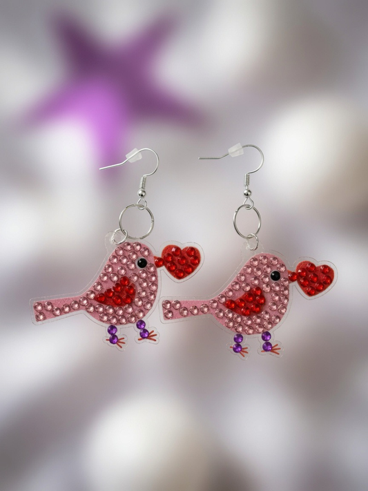 Pink Lovebirds Earrings